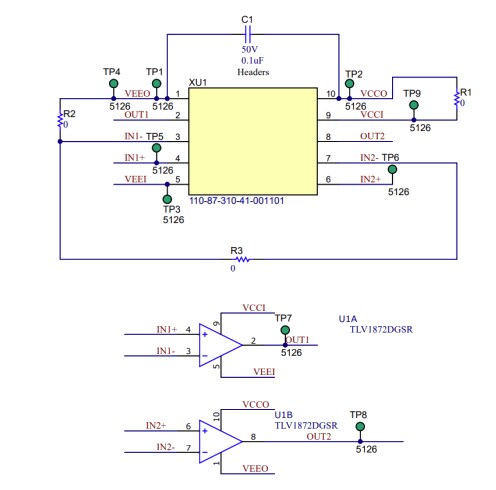 原理图 - Texas Instruments TLV1872EVM评估模块